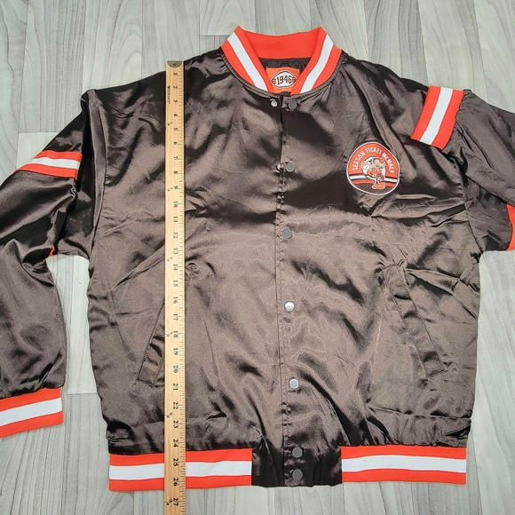 Cleveland Browns Jacket Adult L Season Ticket Member Bomber Brown NFL Satin - Picture 6 of 13
